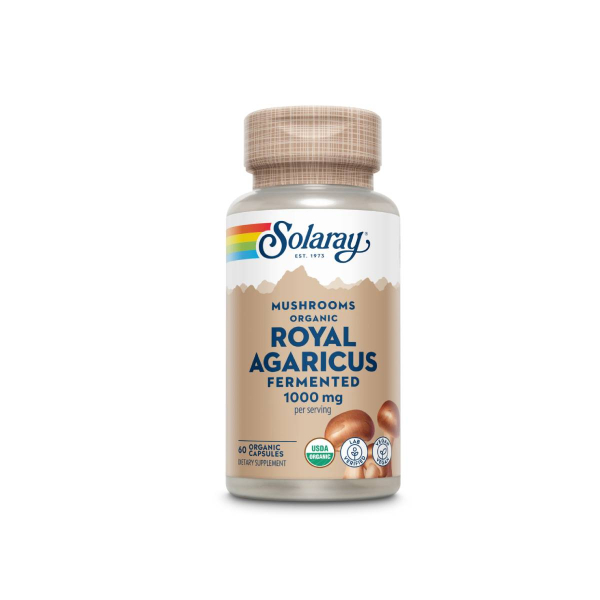 Гриб Королевский Агарик Solaray Org Grown Fermented Royal Agaricus, 500 мг, 60 капсул