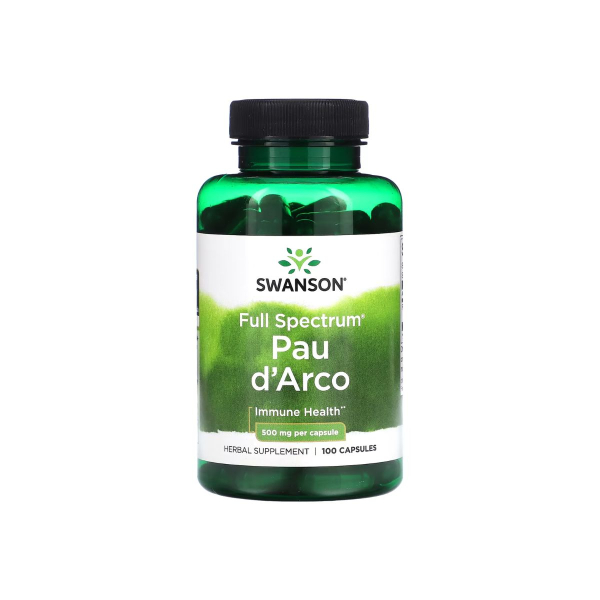 Кора мурашиного дерева Swanson Full Spectrum Pau d'Arco, 500 мг, 100 капсул