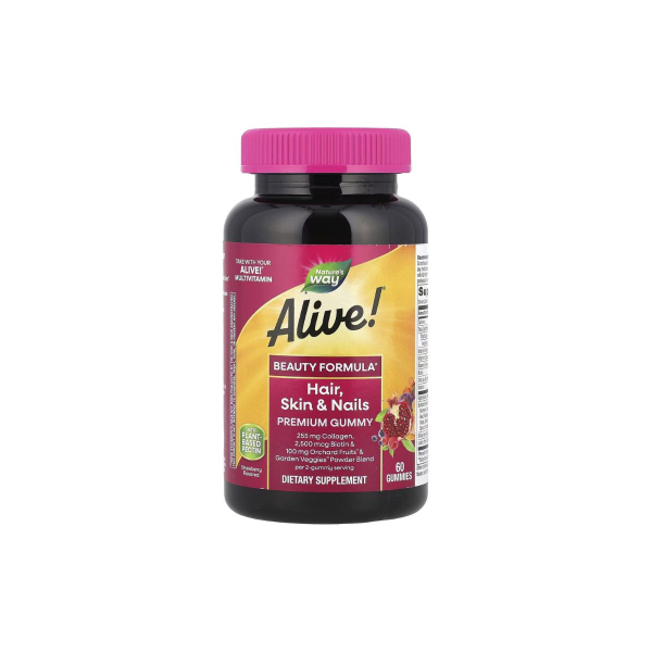 Вітаміни для шкіри, волосся, нігтів Nature's Way Alive Hair, Skin, Nails Premium Gummy, 60 жуйок