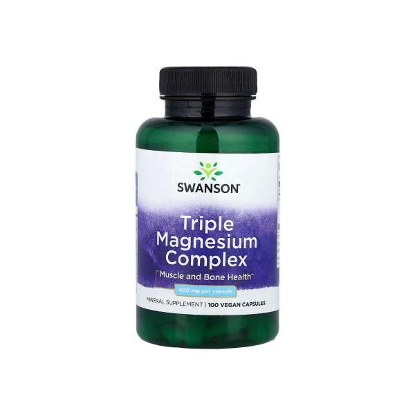 Потрійний комплекс магнію Swanson Triple Magnesium Complex, 400 мг, 100 капсул