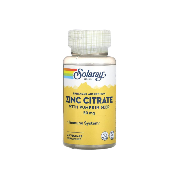 Цитрат цинку Solaray Zinc Citrate, 50 мг, 60 капсул