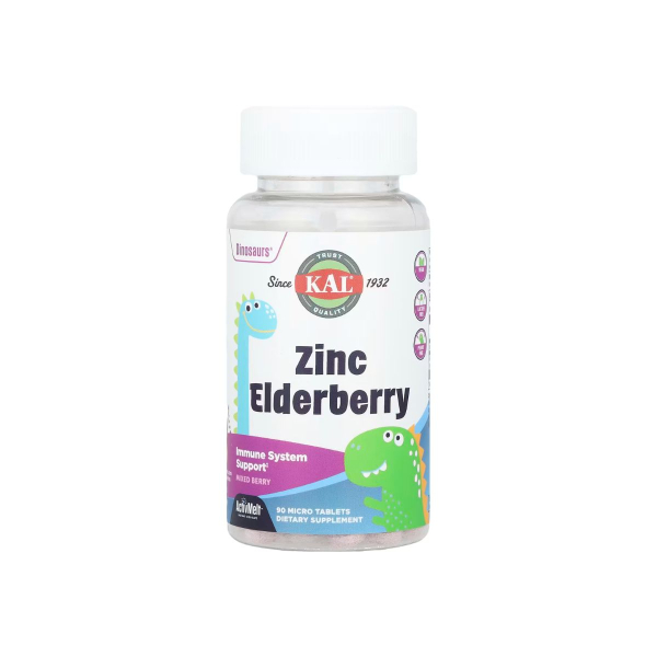 Цинк та бузина KAL Zinc Elderberry ActivMelt Vegetarian (ягідне асорті) 90 мікротаблеток