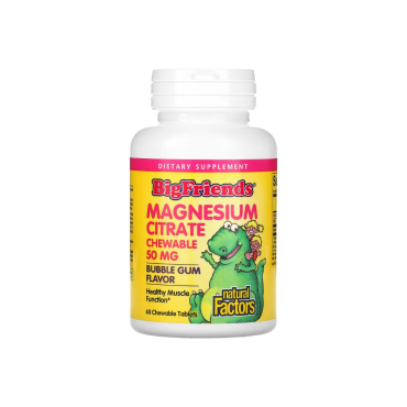 Цитрат магния для детей Natural Factors Big Friends Magnesium Citrate 60 жевательных таблеток