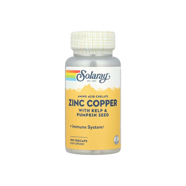 Цинк і мідь Solaray Zinc + Copper, 100 капсул