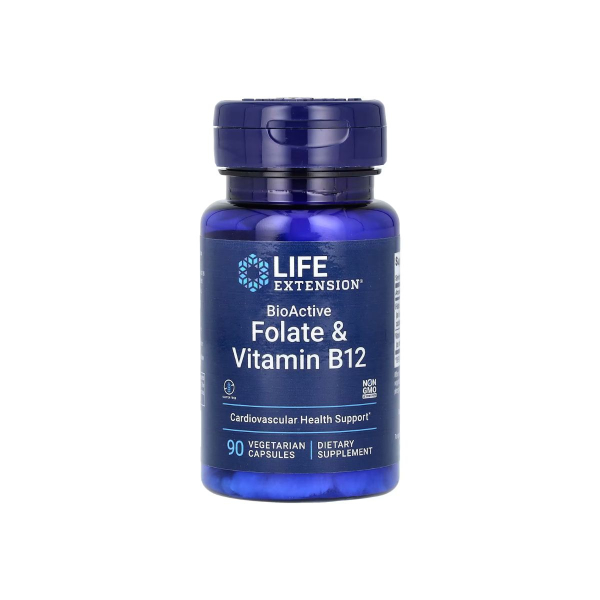 Фолат і вітамін B12 Life Extension BioActive Folate & Vitamin B12, 90 капсул