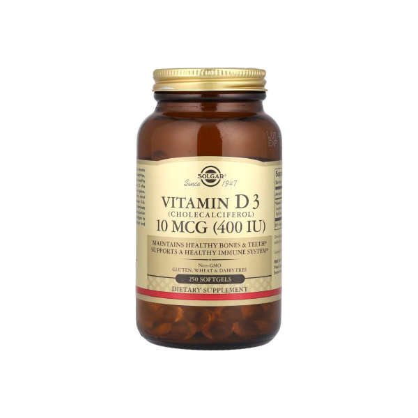 Витамин Solgar Vitamin D 3, 10 мкг (400 IU) 250 софтгелей