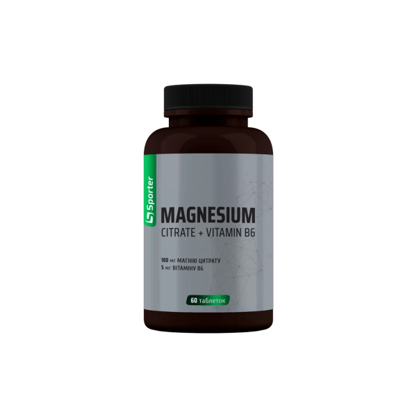 Магній Sporter Magnesium Citrate + B6, 60 таблеток 