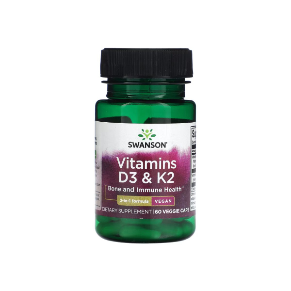 Вітаміни Swanson Vitamins D3 & K2 (2,000 IU & 75 mcg) 60 капсул