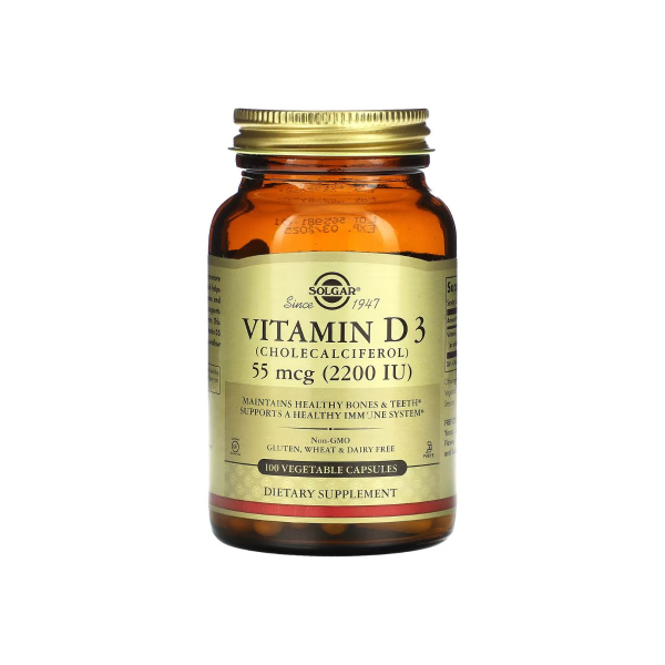 Витамин Solgar Vitamin D3, 55 мкг (2200 IU), 100 капсул