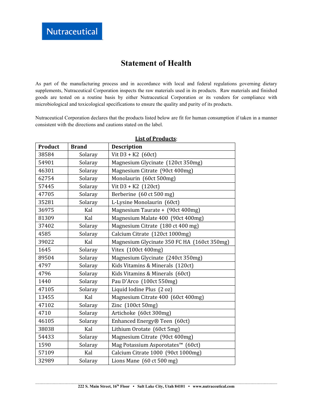 Statement of Health DSN
